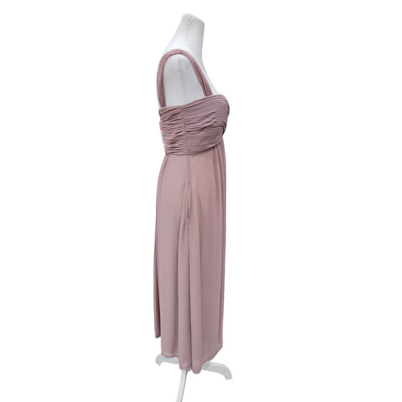 Birdy‎ Grey Ruched Chiffon Sweetheart Neck Bridesmaid Formal Dress Small Mauve - Picture 10 of 11